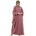 Front open Kaftan with fashionable buttons- Puce Pink